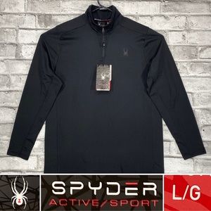 NWT SPYDER Large Black 1/4 Zip Wicking Lightweight Activewear Pullover Shirt